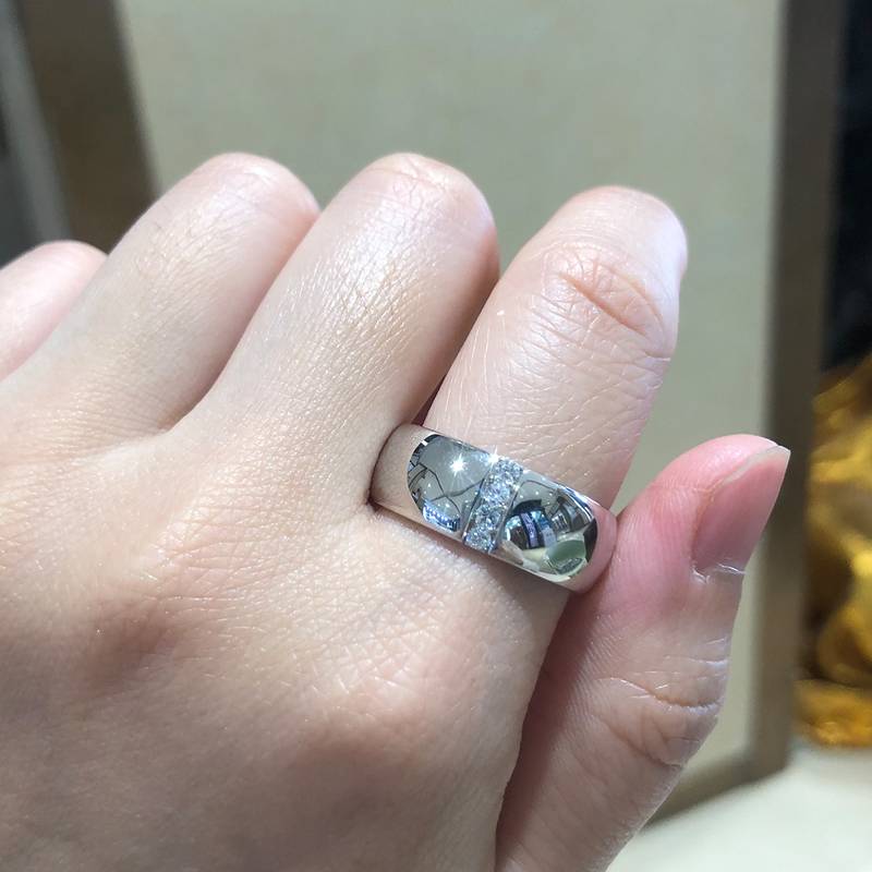 简约Men's RingS925银镀白金定制选款副石Moissanite0.11ct